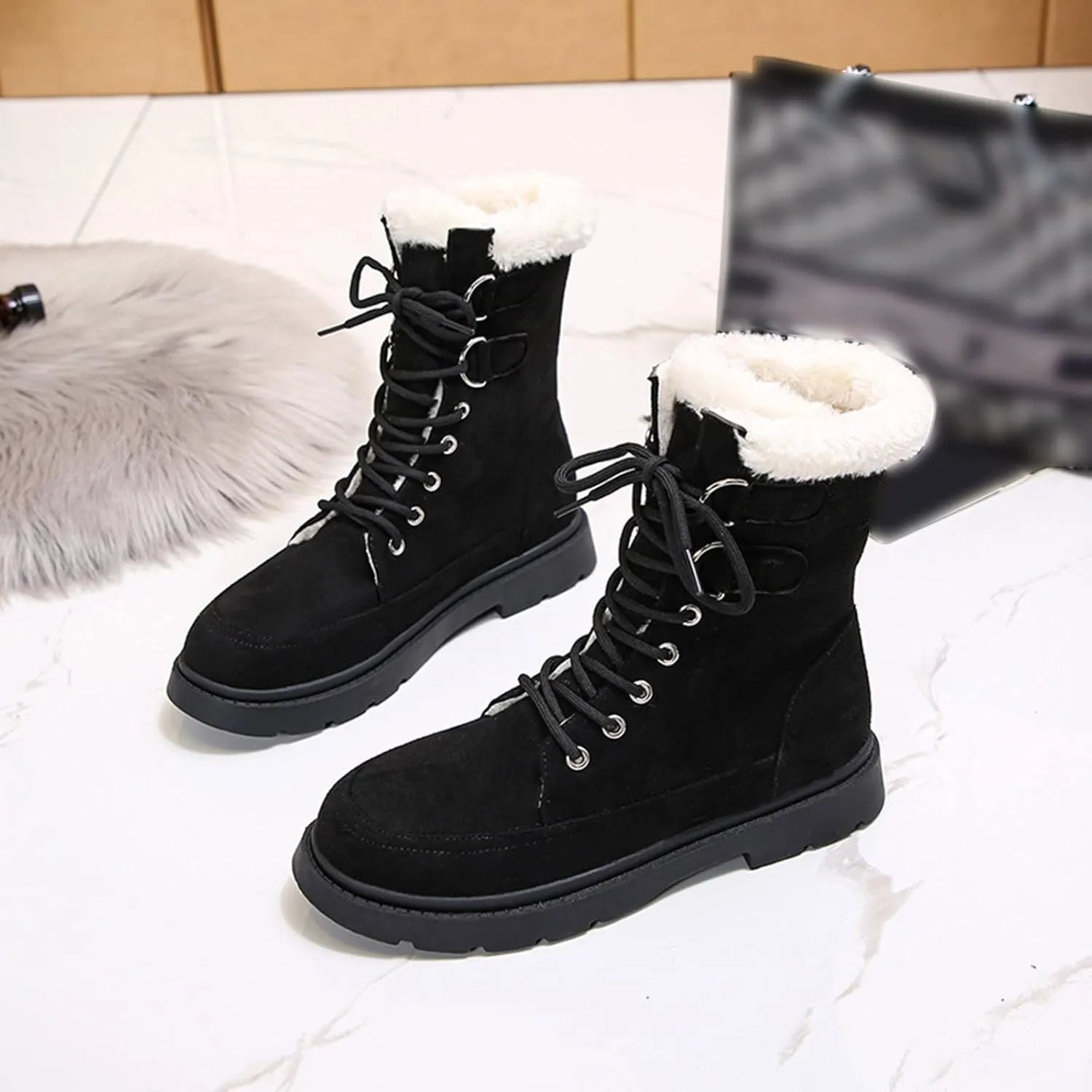 Winter Boots for Women Waterproof Size 12 Womens Black Winter Snow Boots Winter Work Boots for Women Waterproof Snow Zapatos De Mujer Para El Frio Y Nieve Botas Nieve Para Mujer