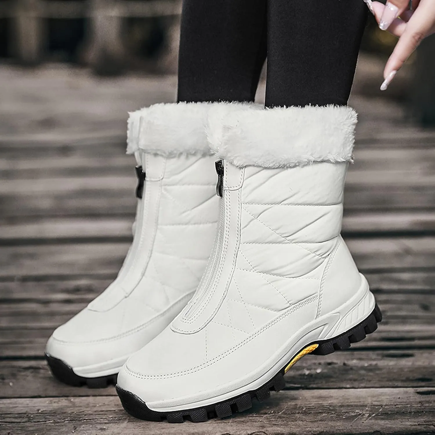 Winter Boots for Women Waterproof Snow Wide Calf Snow Boots for Women Cute Ankle Women's Leather Winter Ankle Boots Mid Calf Snow Boots for Women Botas De Invierno Para Mujer Blancas