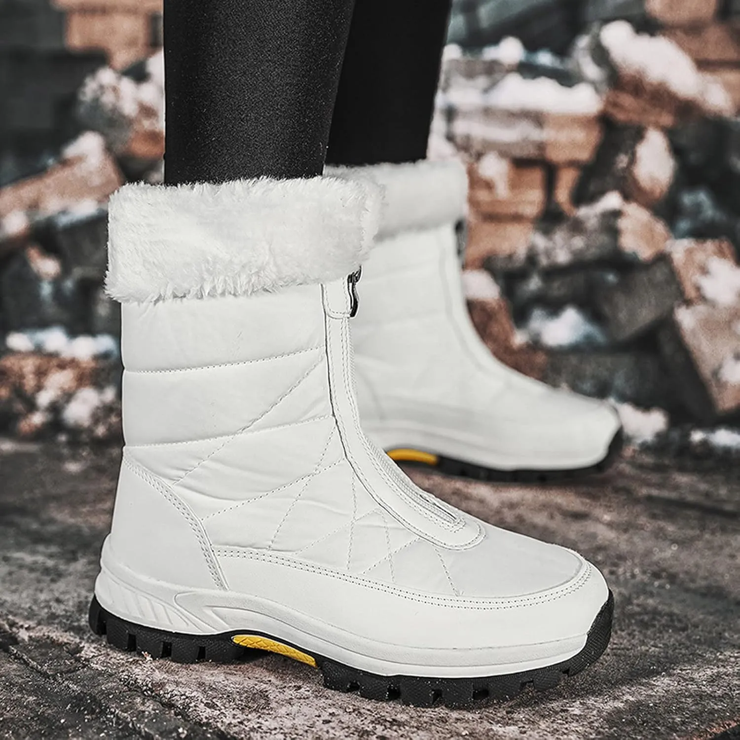 Winter Boots for Women Waterproof Snow Wide Calf Snow Boots for Women Cute Ankle Women's Leather Winter Ankle Boots Mid Calf Snow Boots for Women Botas De Invierno Para Mujer Blancas