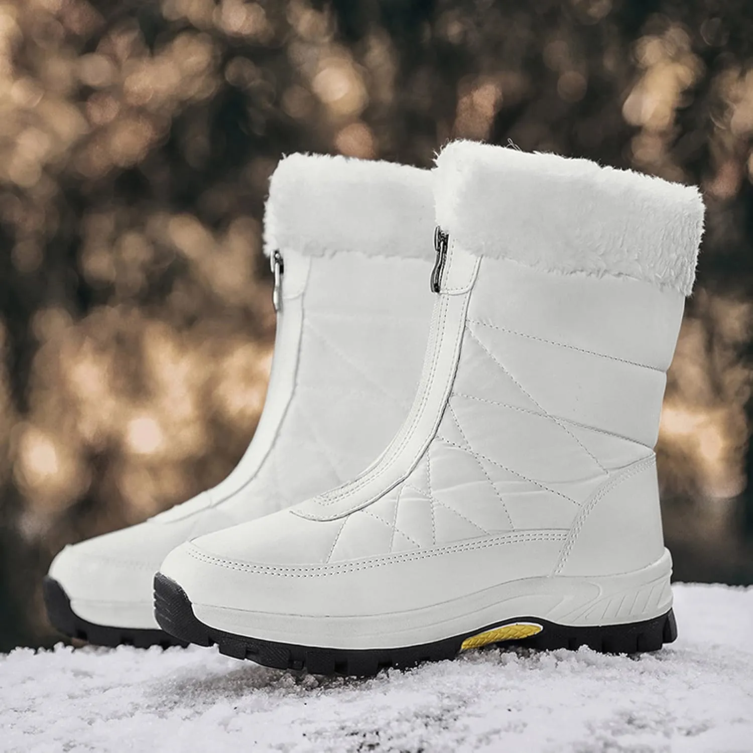 Winter Boots for Women Waterproof Snow Wide Calf Snow Boots for Women Cute Ankle Women's Leather Winter Ankle Boots Mid Calf Snow Boots for Women Botas De Invierno Para Mujer Blancas