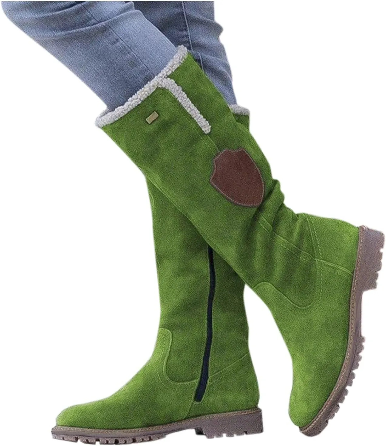 Winter Knee High Boots for Women Waterproof Snow Non Slip Womens Black Snow Boots with Fur Snow Boots Womens Waterproof Womens Suede Snow Boots Mid-Calf Winter Shoes with Side Bows Botas Para El Frio