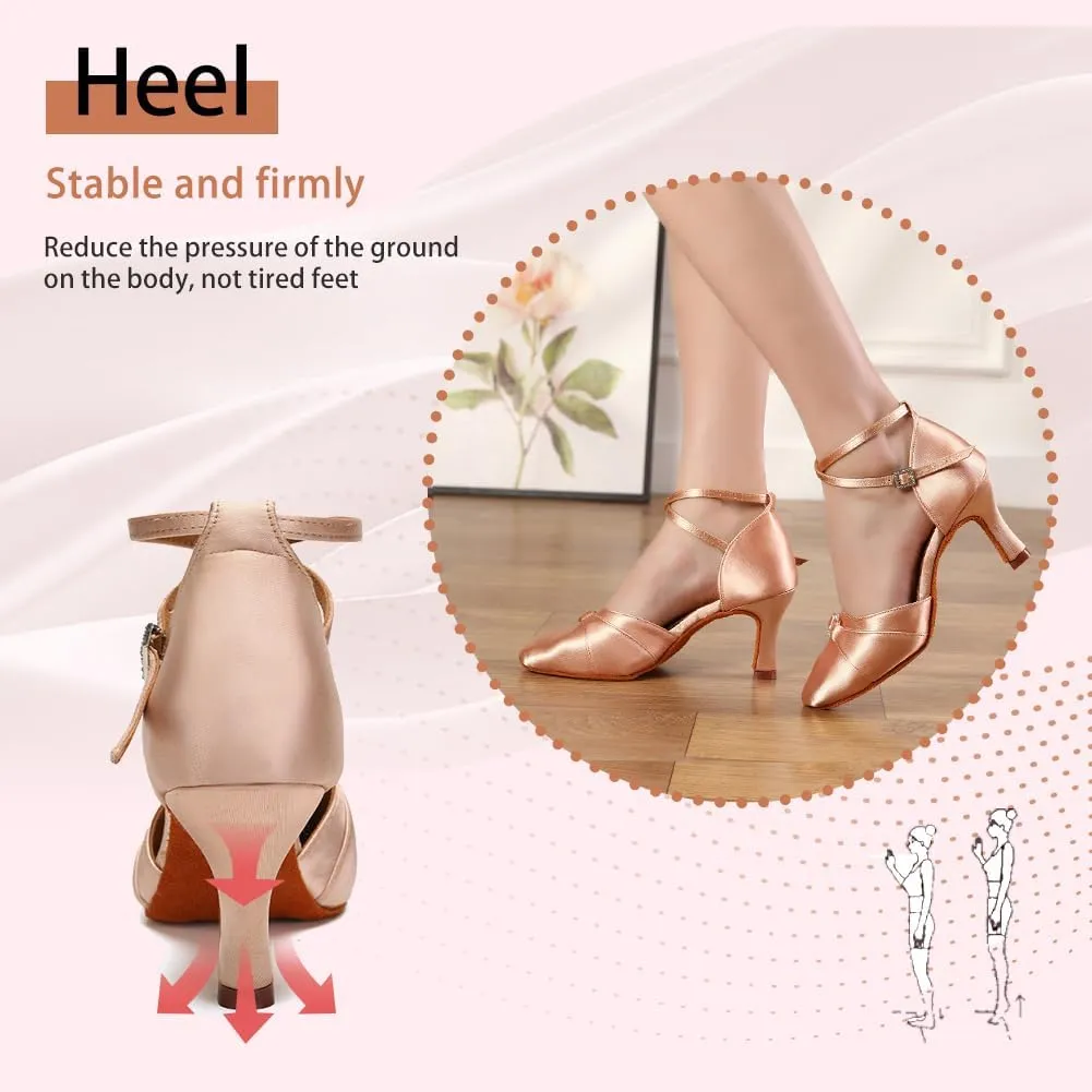 Women Ballroom Latin Dance Shoes Closed Toe Salsa Waltz Dance Practice Performance Dance Shoes