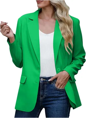 Women Business Casual Blazer with Lined,Professional Work Suit Jacket with PocketsLong Sleeve Button Open Front