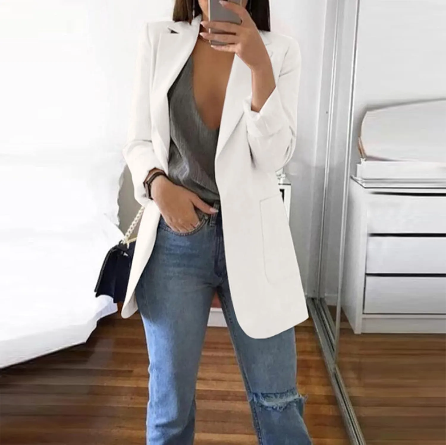 Women Business Casual Blazers Open Front Coats Spring Fall Trench Coat Blouse Plus Size Blazer Jacket Suit