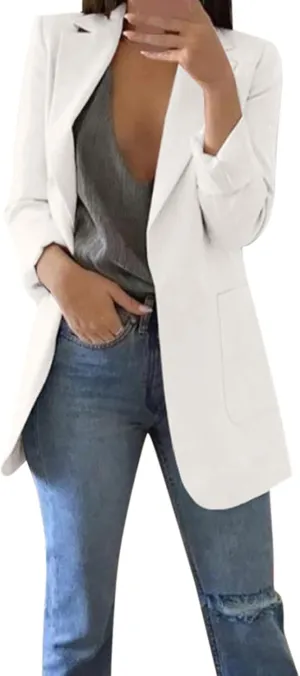 Women Business Casual Blazers Open Front Coats Spring Fall Trench Coat Blouse Plus Size Blazer Jacket Suit