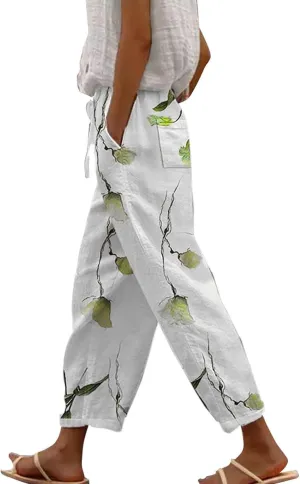 Women Elastic Waisted Drawstring Pants Pants Elastic Waist Pants Gauze Pants Women Womens Pants Lightweight White