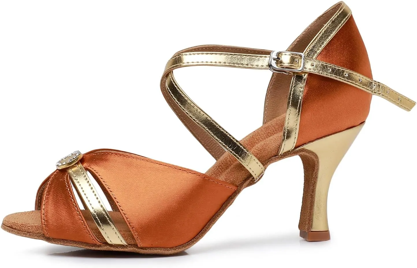 Women Latin Dance Shoes Open Toe Satin Professional Performance Salsa Bachata Ballroom Dance Shoes,Model QRX-LD2232