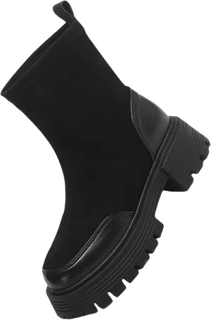 Women Lug Sole Ankle Boots Low Heel Hiking Boots Women Waterproof Casual Boots Slip On Chunky Heel Short Boots