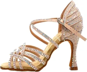 Women Salsa Dance Shoes Latin Ballroom Shoes Latin Dance Shoes Tango Party Shoes 9cm(Skin Heel 8.5cm,6.5)