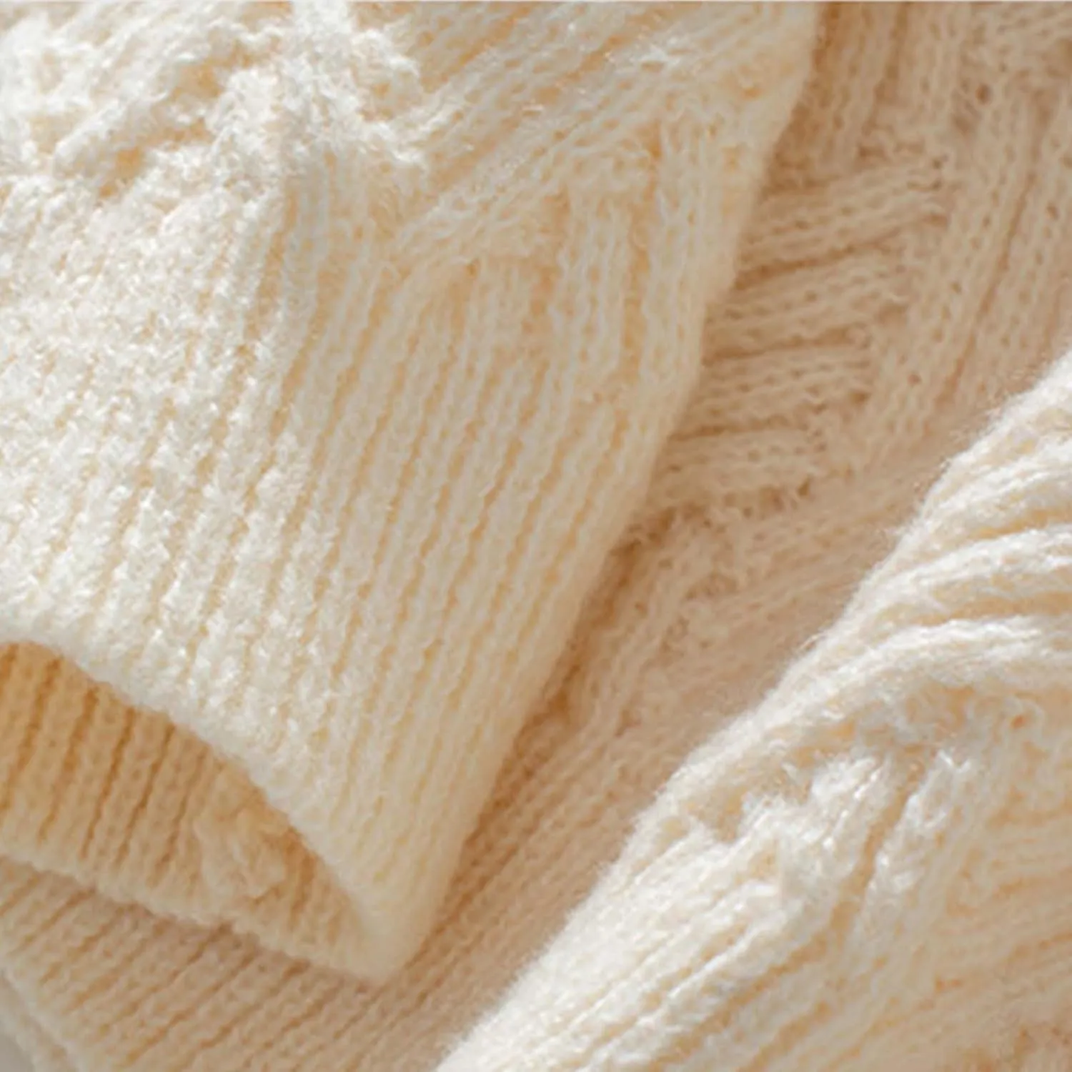 Women Sweater Chunky Knit Round Neck Solid Color Long Sleeve Casual Soft Loose Fit Jumper Tops