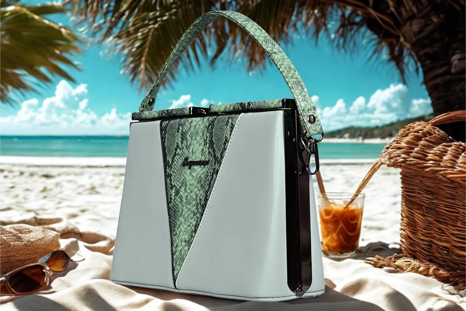 Women Vegan Leather handbags, Fashion Snake Printed crossbody Bags, Clutch Bags
