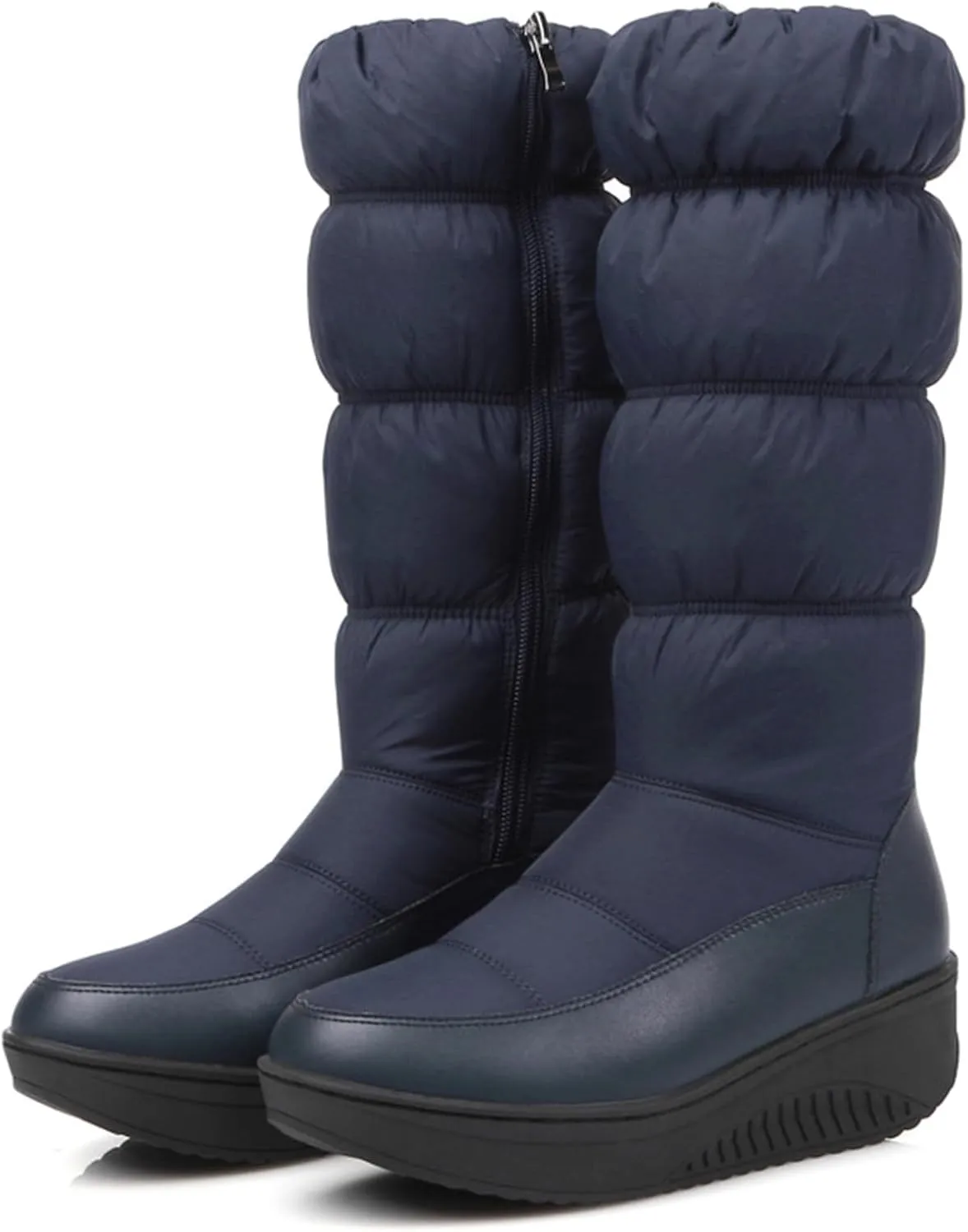 Women Winter Wedges Down High tube Snow Boots Waterproof Rain Thick Plush Warm Side Zipper Anti Slip Casual Platform Knee High Boots