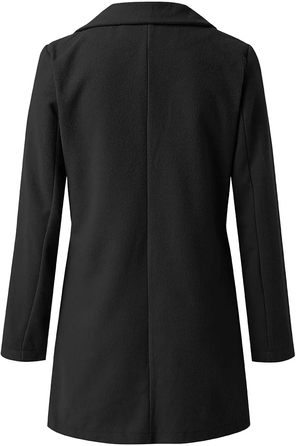 Women's 2024 Wool Blend Pea Coat Double Breasted Long Winter Coats Mid Long Pea Trench Coat Notch Lapel Over Coat