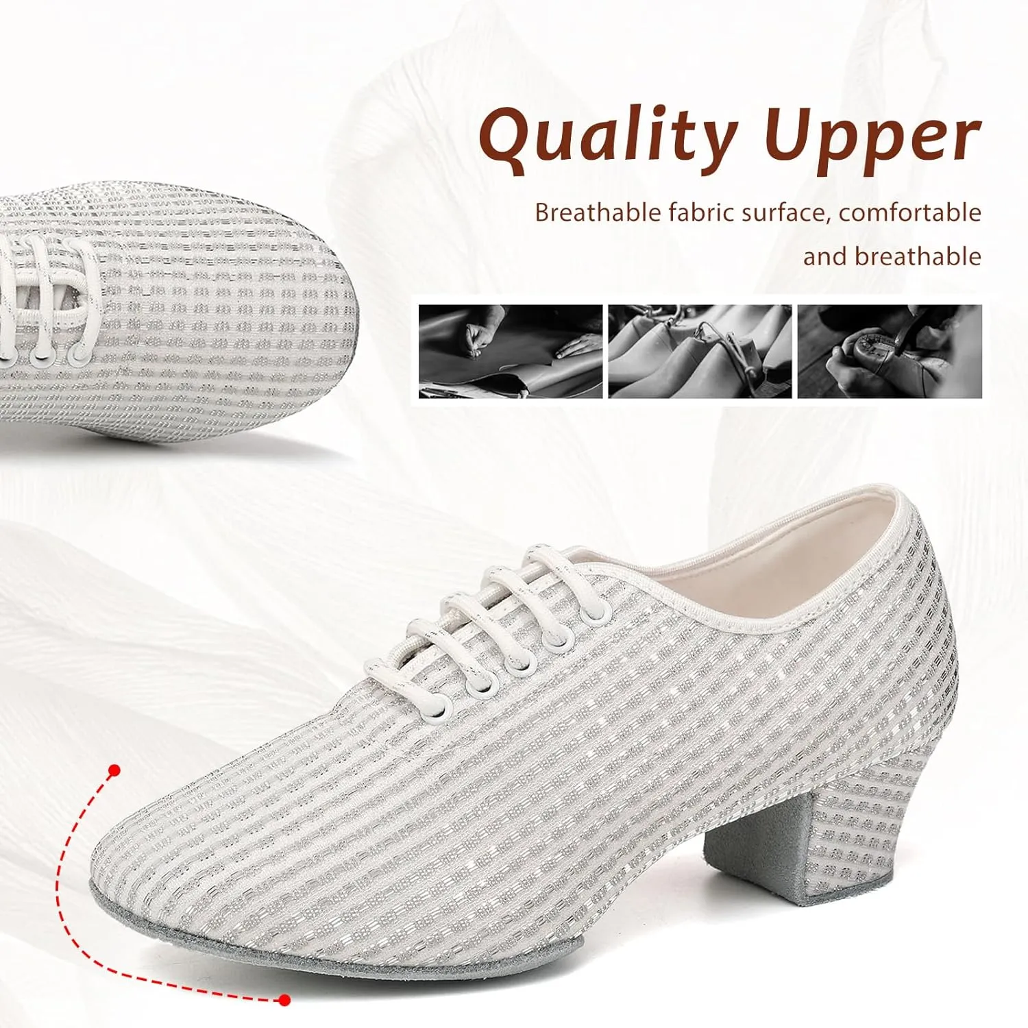 Women's Ballroom Dance Shoes Closed Toe Lace up Low Heel Latin Tango Professional Teaching Practice Dance Shoes,Model LHD-301-3cm Heel