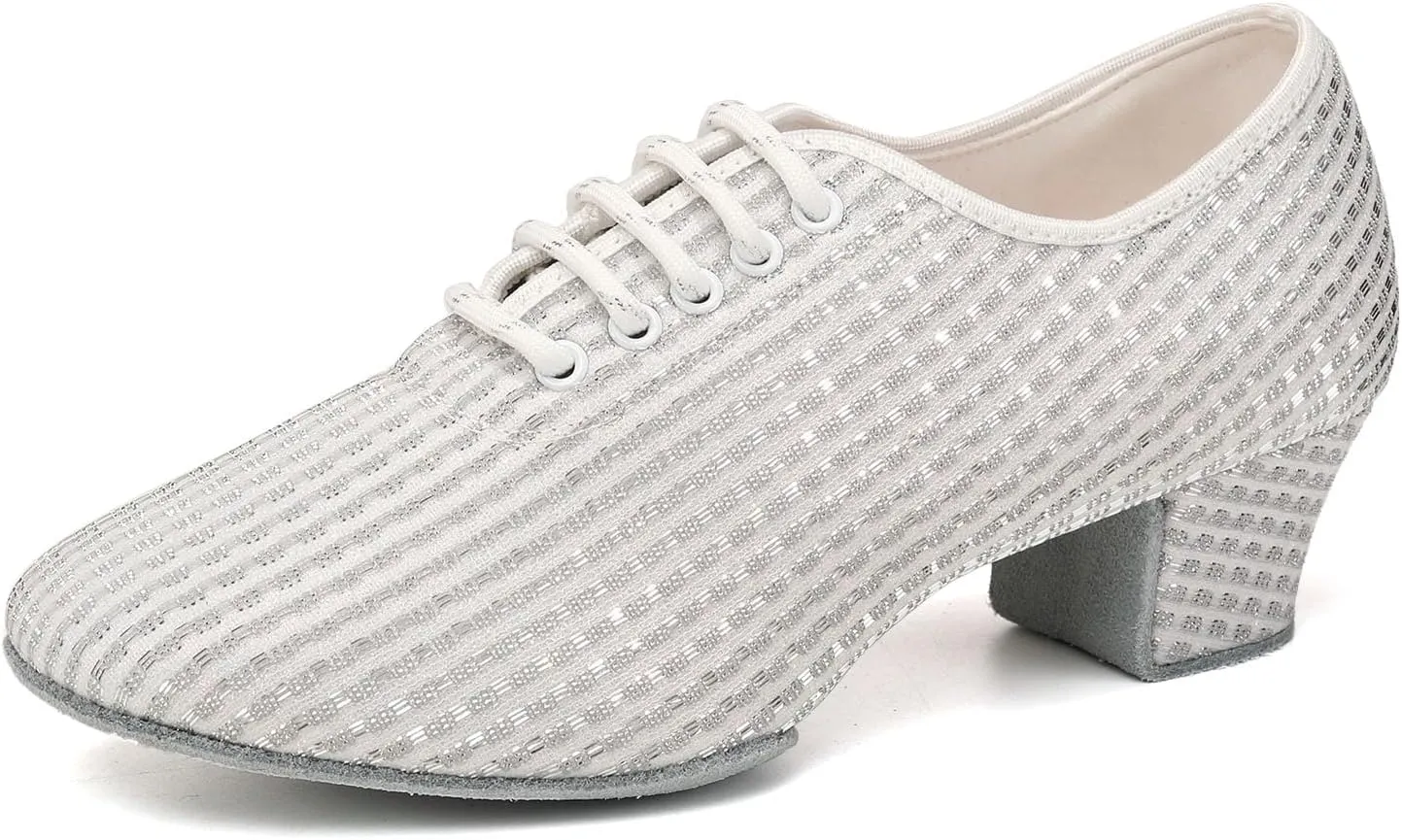 Women's Ballroom Dance Shoes Closed Toe Lace up Low Heel Latin Tango Professional Teaching Practice Dance Shoes,Model LHD-301-3cm Heel