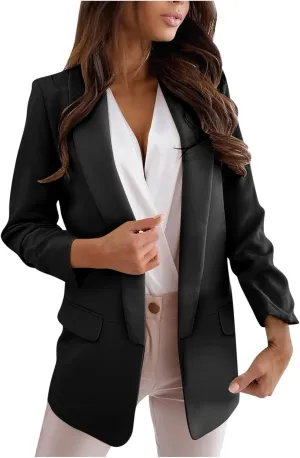 Women's Blazers & Suit Jackets Solid Turn Down Collar Blazer Jacket Office Work Suit Fall Coats Open Front Cardigan