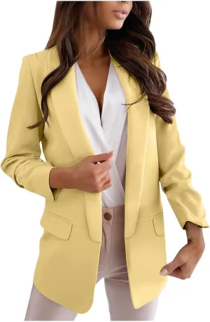 Women's Blazers & Suit Jackets Solid Turn Down Collar Blazer Jacket Office Work Suit Fall Coats Open Front Cardigan