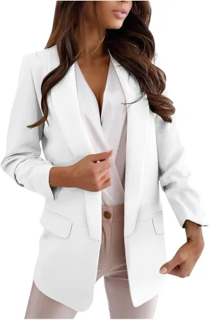 Women's Blazers & Suit Jackets Solid Turn Down Collar Blazer Jacket Office Work Suit Fall Coats Open Front Cardigan