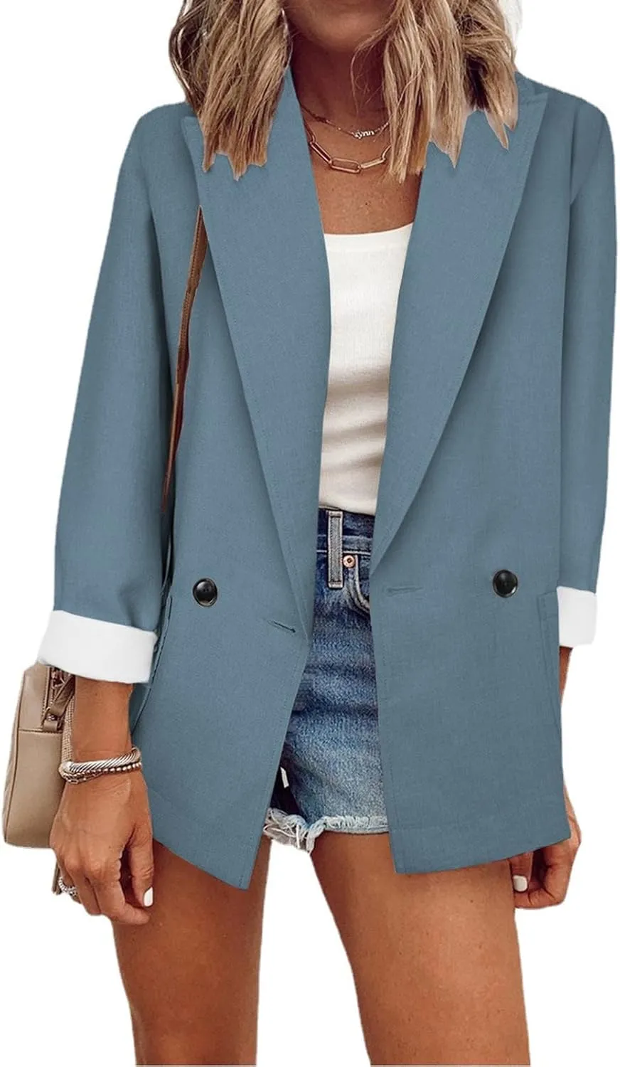 Women's Blazers Casual Lapel Open Front Long Sleeve Work Office Suit Jacket Coat Casual Blazer