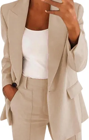 Womens Business Casual Work Jackets Open Front Professional Office Fall Blazer Jackets Plus Size Suit Cardigan Jacket