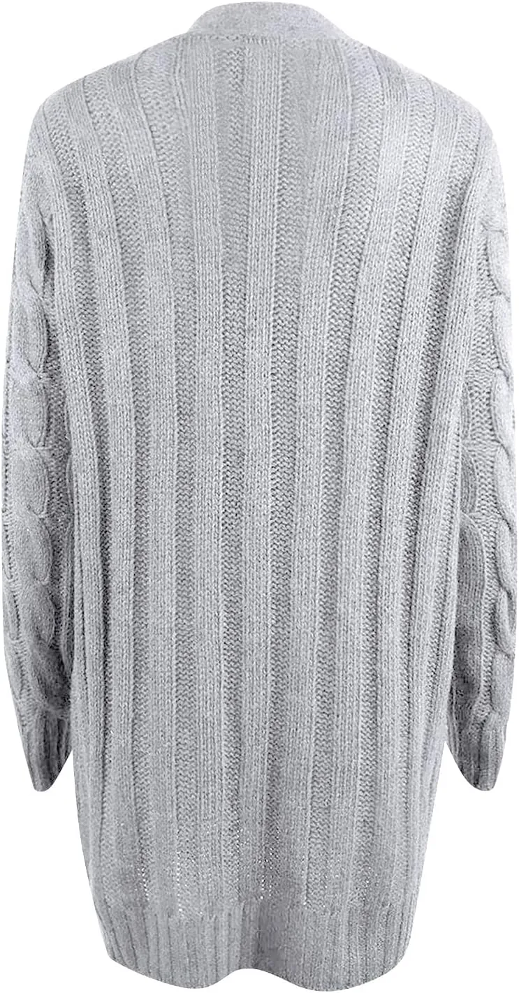 Womens Cardigan Sweaters Long Sleeve Button Down Cable Knit Cardigan Open Front Lightweight with Pockets Fall Cardigan