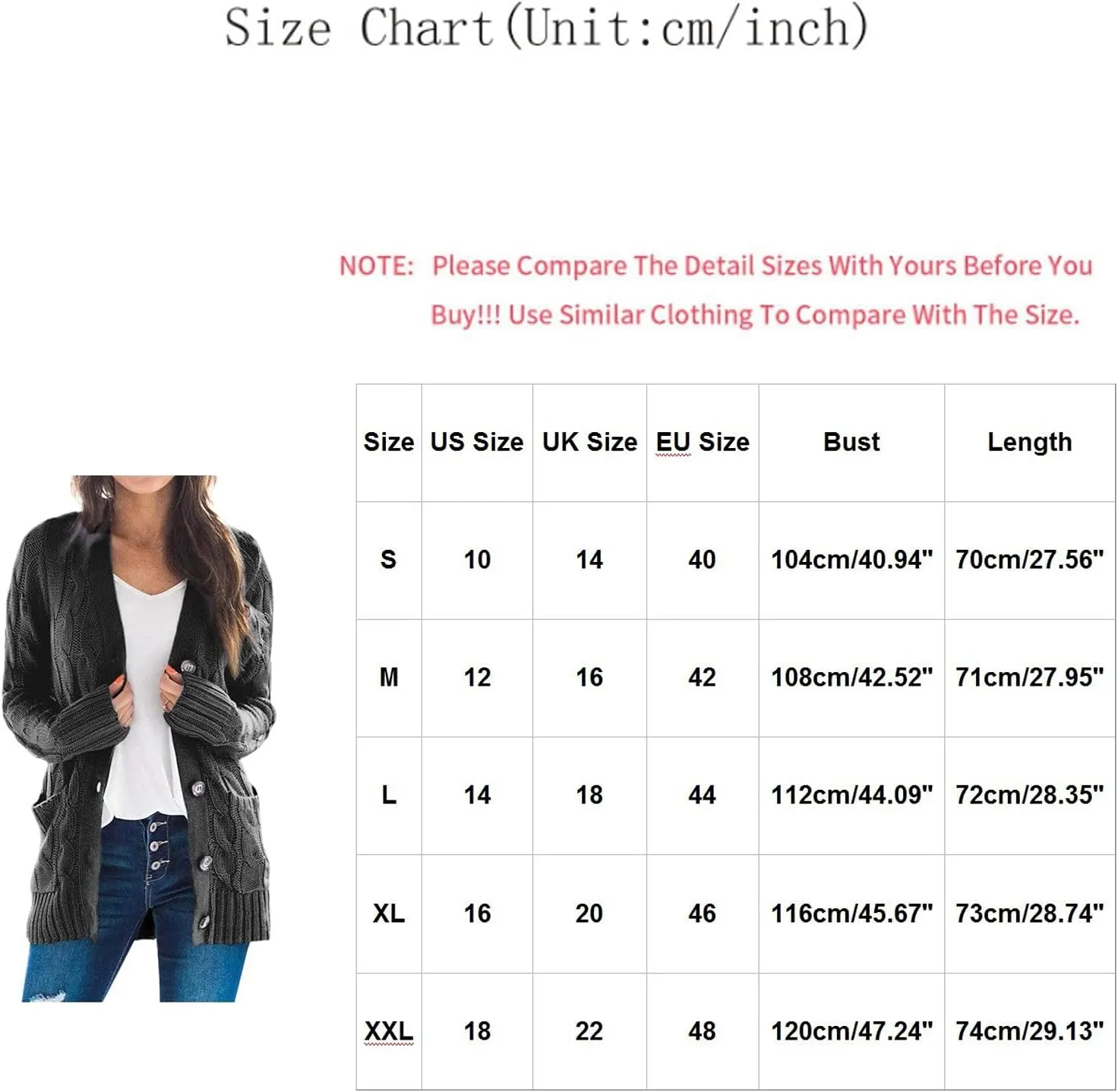 Womens Cardigan Sweaters Long Sleeve Button Down Cable Knit Cardigan Open Front Lightweight with Pockets Fall Cardigan