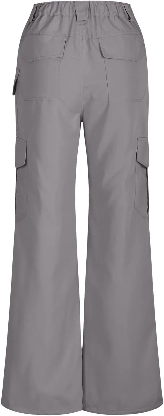 Womens Cargo Hiking Pants High Waisted Wide Leg Pants Lightweight Work Cargo Pants Casual Tactical Pants