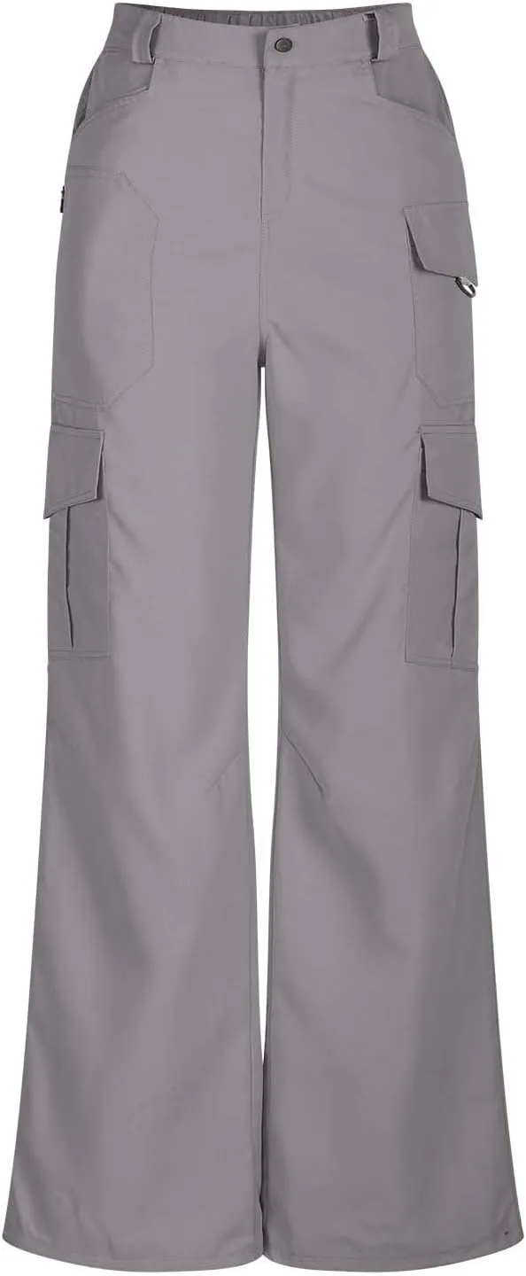 Womens Cargo Hiking Pants High Waisted Wide Leg Pants Lightweight Work Cargo Pants Casual Tactical Pants
