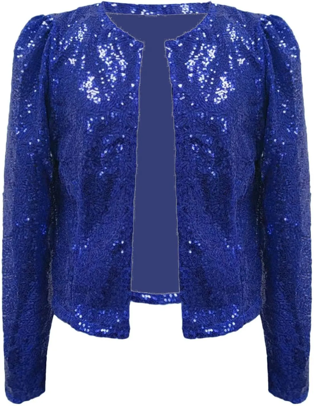 Womens Casual Open Front Sequin Jackets Cardigan Glitter Long Sleeve Shawl Collar Short Sport Coats Cropped Blazer Jackets