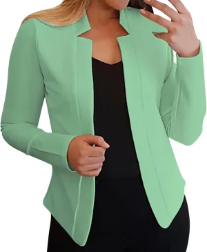 Womens Casual Pocketed Office Blazers Draped Open Front Cardigans Jacket Work Suit Tan Wool Trench Coat Women
