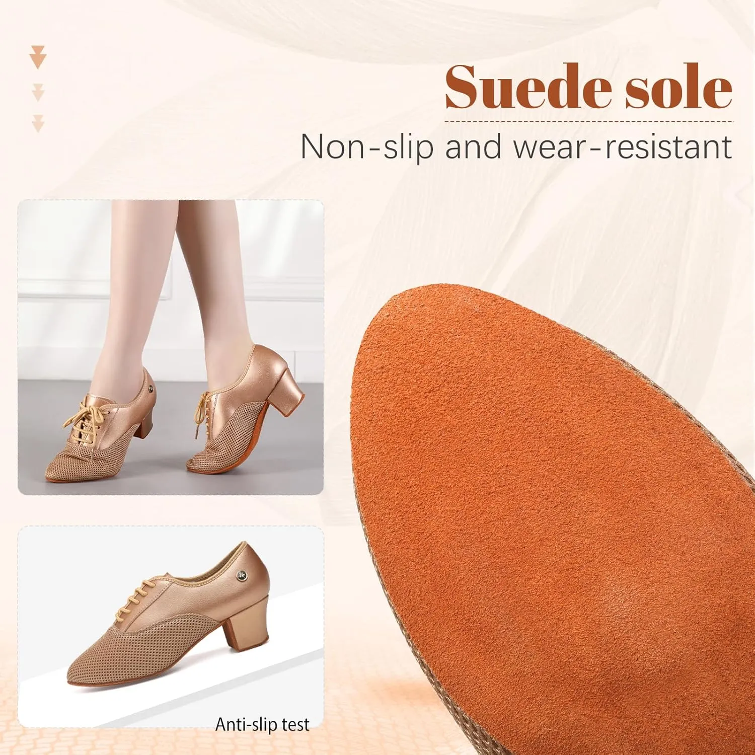 Women's Closed Toe Latin Dance Shoes Professional Salsa Modern Teaching Ballroom Practice Dance Shoes,Model RY-JTWX-Suede Sole-2" Heel