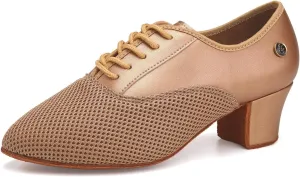 Women's Closed Toe Latin Dance Shoes Professional Salsa Modern Teaching Ballroom Practice Dance Shoes,Model RY-JTWX-Suede Sole-2" Heel