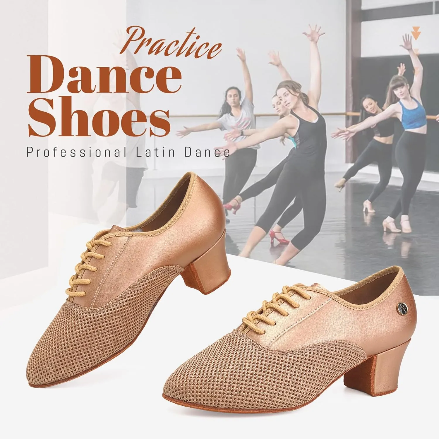 Women's Closed Toe Latin Dance Shoes Professional Salsa Modern Teaching Ballroom Practice Dance Shoes,Model RY-JTWX-Suede Sole-2" Heel