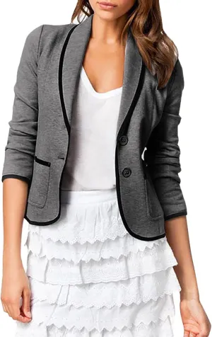 Womens Cropped Blazer Jacket Coat Suit Long Sleeve Turndown Slim Short Jacket Outwear