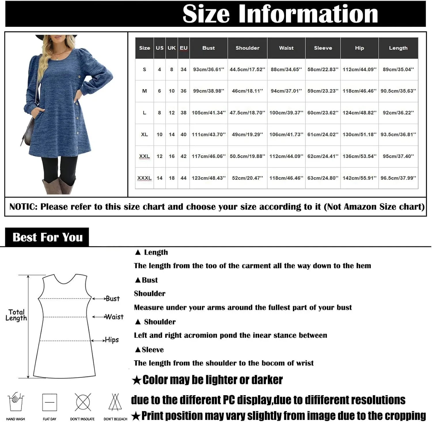 Women's Fall Casual Trendy Long Sleeve Crew Solid Button Midi Sun Dresses,S-3XL