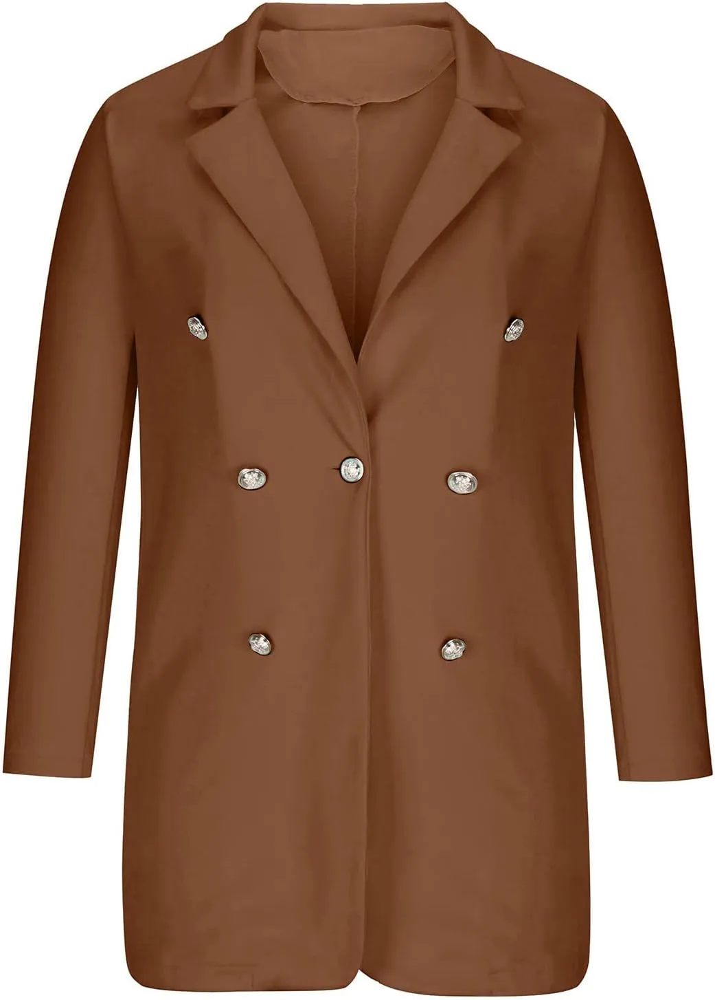 Womens Fashion Lapel Collar Long Sleeve Open Front Button Blazer Jackets Business Casual Trench Cardigan Long Suit Coat