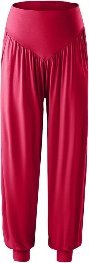 Womens Harem Pants High Waisted Yoga Pants Casual Loose Fit Jogger Pants Boho Pants Stretch Wideleg Pants Beach Pants