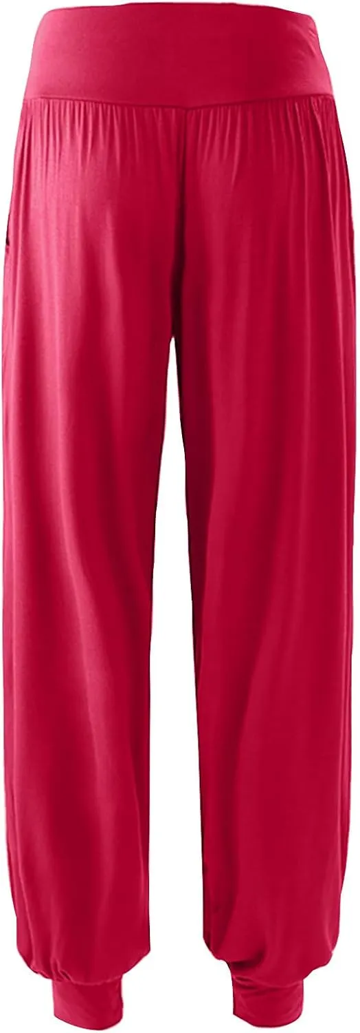 Womens Harem Pants High Waisted Yoga Pants Casual Loose Fit Jogger Pants Boho Pants Stretch Wideleg Pants Beach Pants