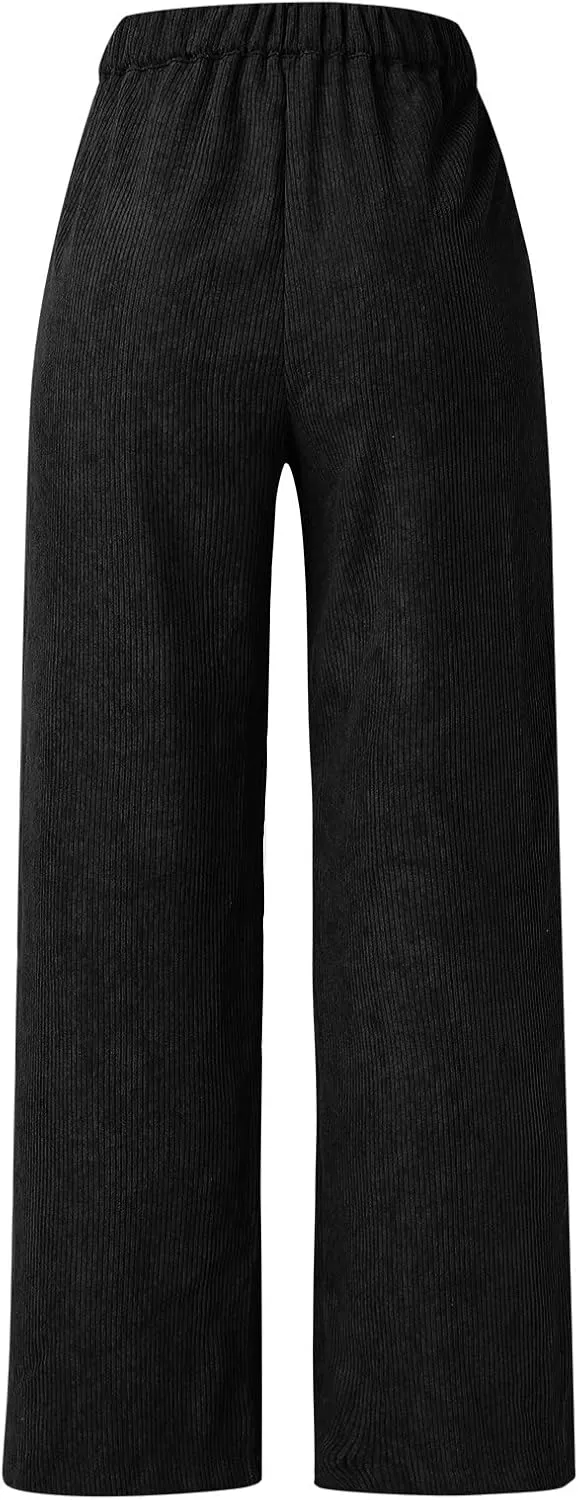 Women's High Waist Straight Pants Wide Leg Casual Lounge Trousers Long Baggy Solid Color Sweatpants Loose Slacks
