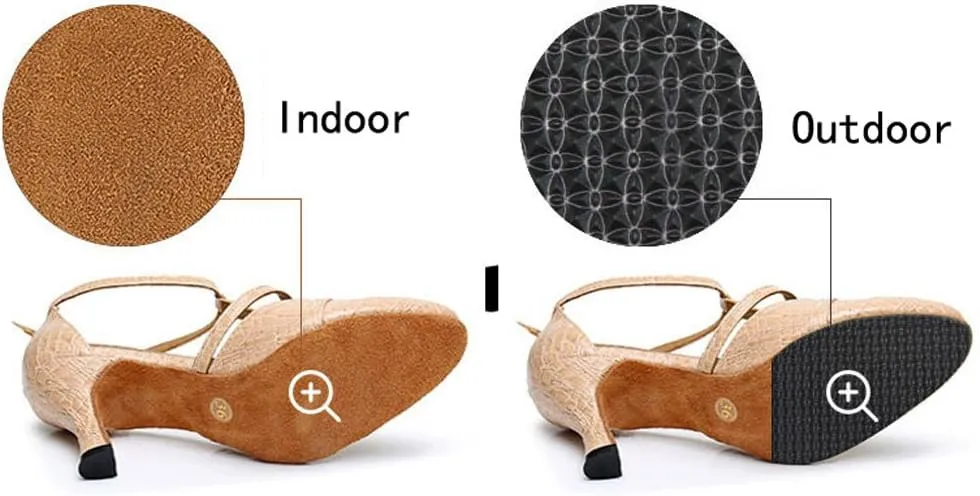 Womens Latin Dance Shoes Tango Ballroom Practice Shoes Salsa Cha-cha Peep Toe Custom Heel Ankle Strap