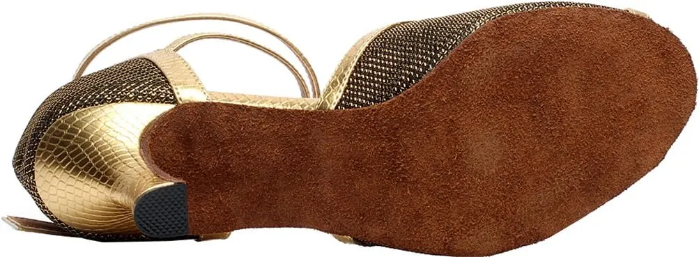 Womens Latin Dance Shoes Tango Ballroom Practice Shoes Salsa Cha-cha Peep Toe Custom Heel Ankle Strap