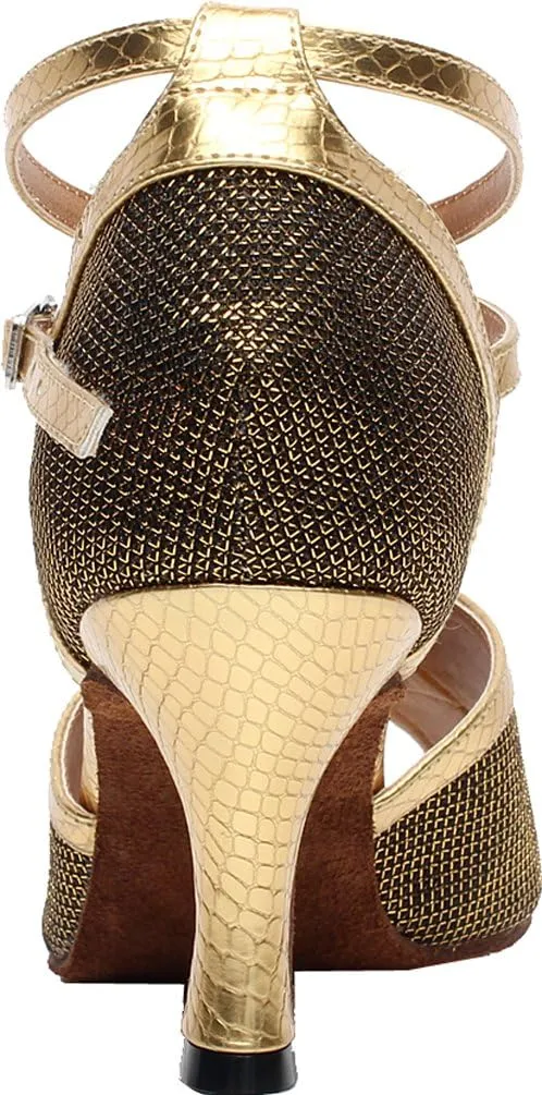 Womens Latin Dance Shoes Tango Ballroom Practice Shoes Salsa Cha-cha Peep Toe Custom Heel Ankle Strap
