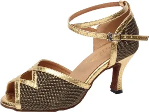 Womens Latin Dance Shoes Tango Ballroom Practice Shoes Salsa Cha-cha Peep Toe Custom Heel Ankle Strap