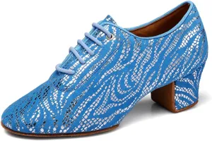 Women's Latin Practice Dance Shoes Close Toe Lace Up Modern Ballroom Salsa Tango Performance Dance Shoes,Model WDL-K4