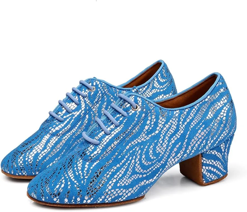 Women's Latin Practice Dance Shoes Close Toe Lace Up Modern Ballroom Salsa Tango Performance Dance Shoes,Model WDL-K4