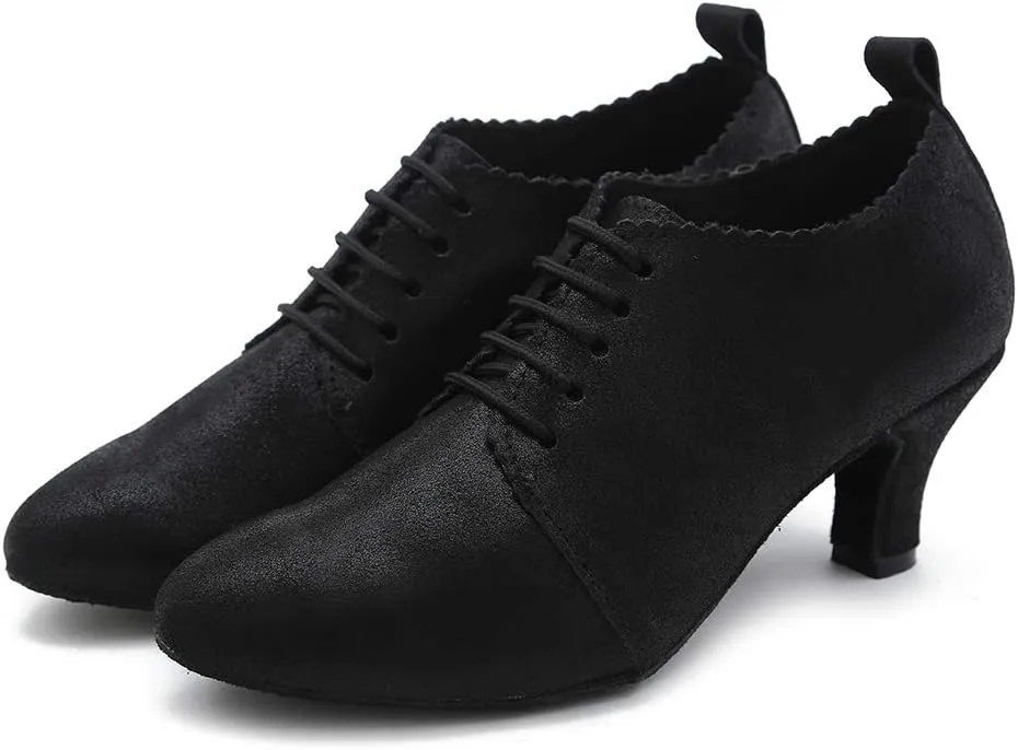 Women's Leather Closed Toe Modern Lace-up Latin Practice Professional Dance Shoes L229