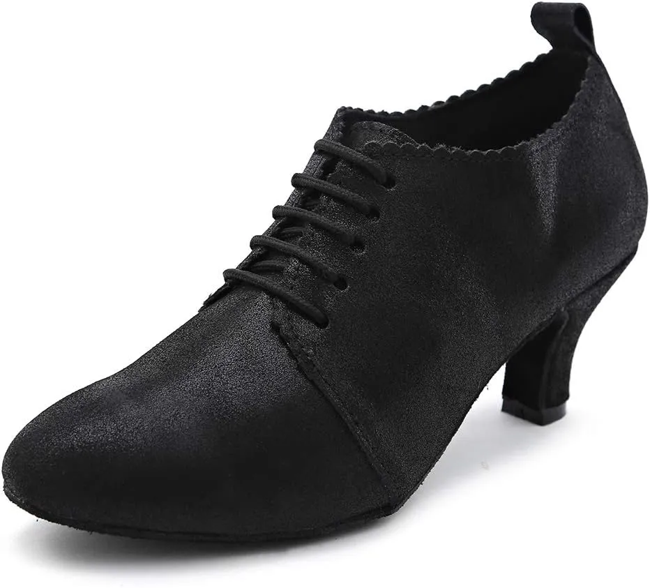 Women's Leather Closed Toe Modern Lace-up Latin Practice Professional Dance Shoes L229