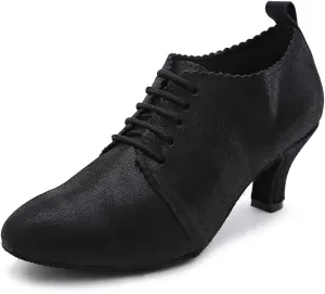 Women's Leather Closed Toe Modern Lace-up Latin Practice Professional Dance Shoes L229