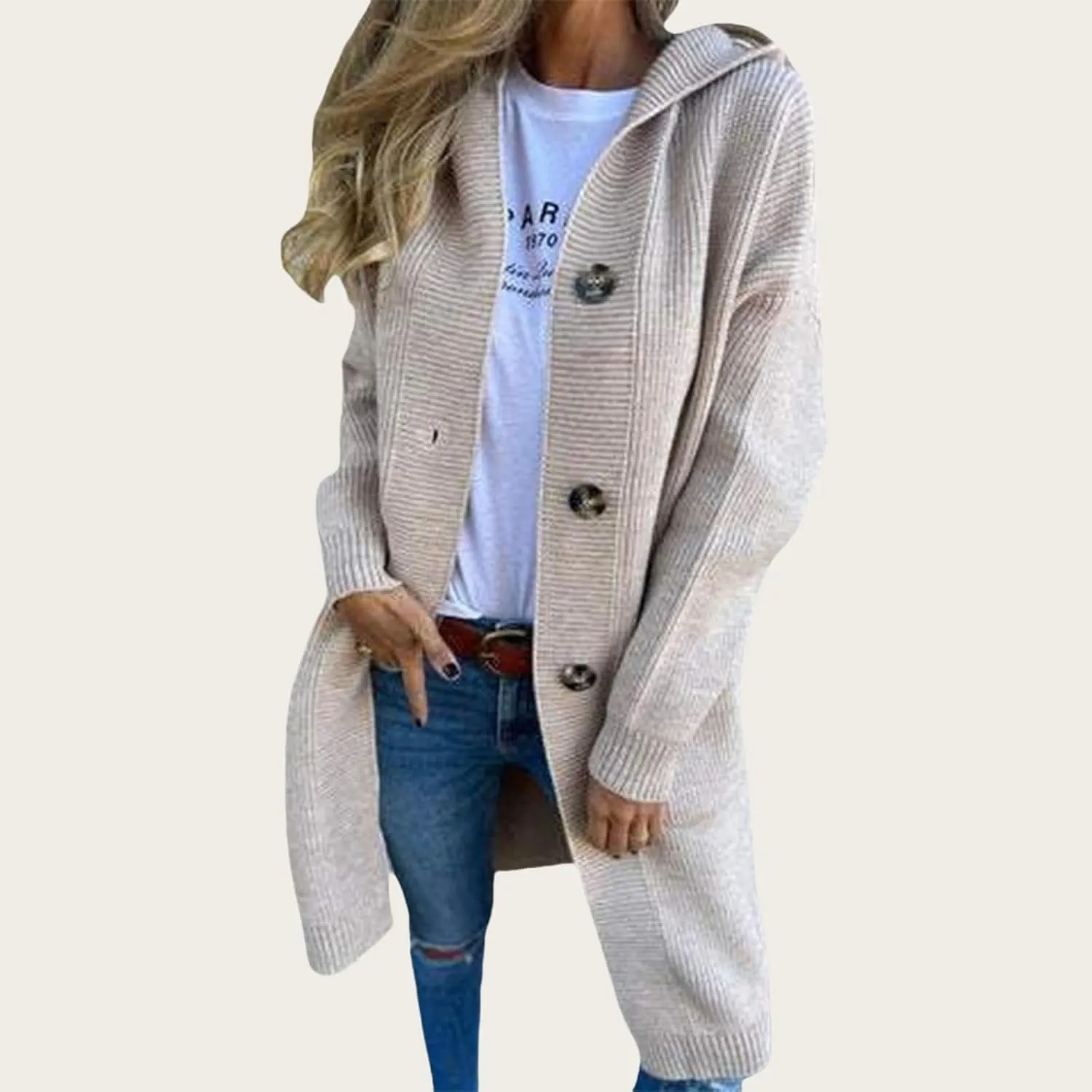 Womens Long Cardigan Chunky Cable Knit Fall Sweaters Lightweight Button Up Open Front Cardigans Oversized Coats Pocket