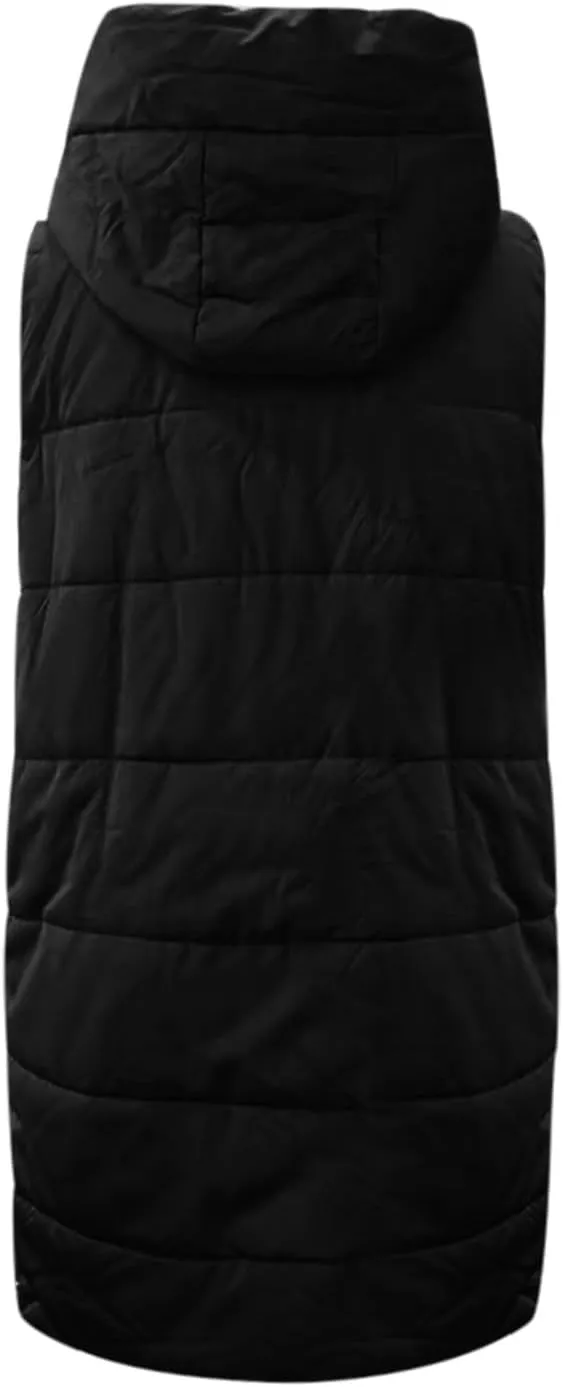 Women's Long Puffer Vest Full-Zip Sleeveless Down Vest Hooded Jacket Fashionable Coats Jacket with Pockets Trendy